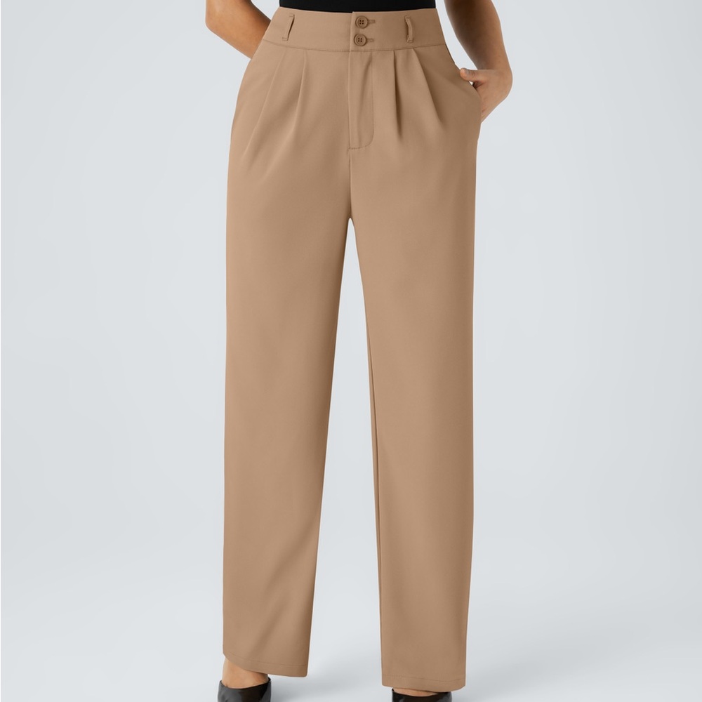 HALARA Flex High Waisted Shirred Straight Leg Work Pants Cartouche XS NWT